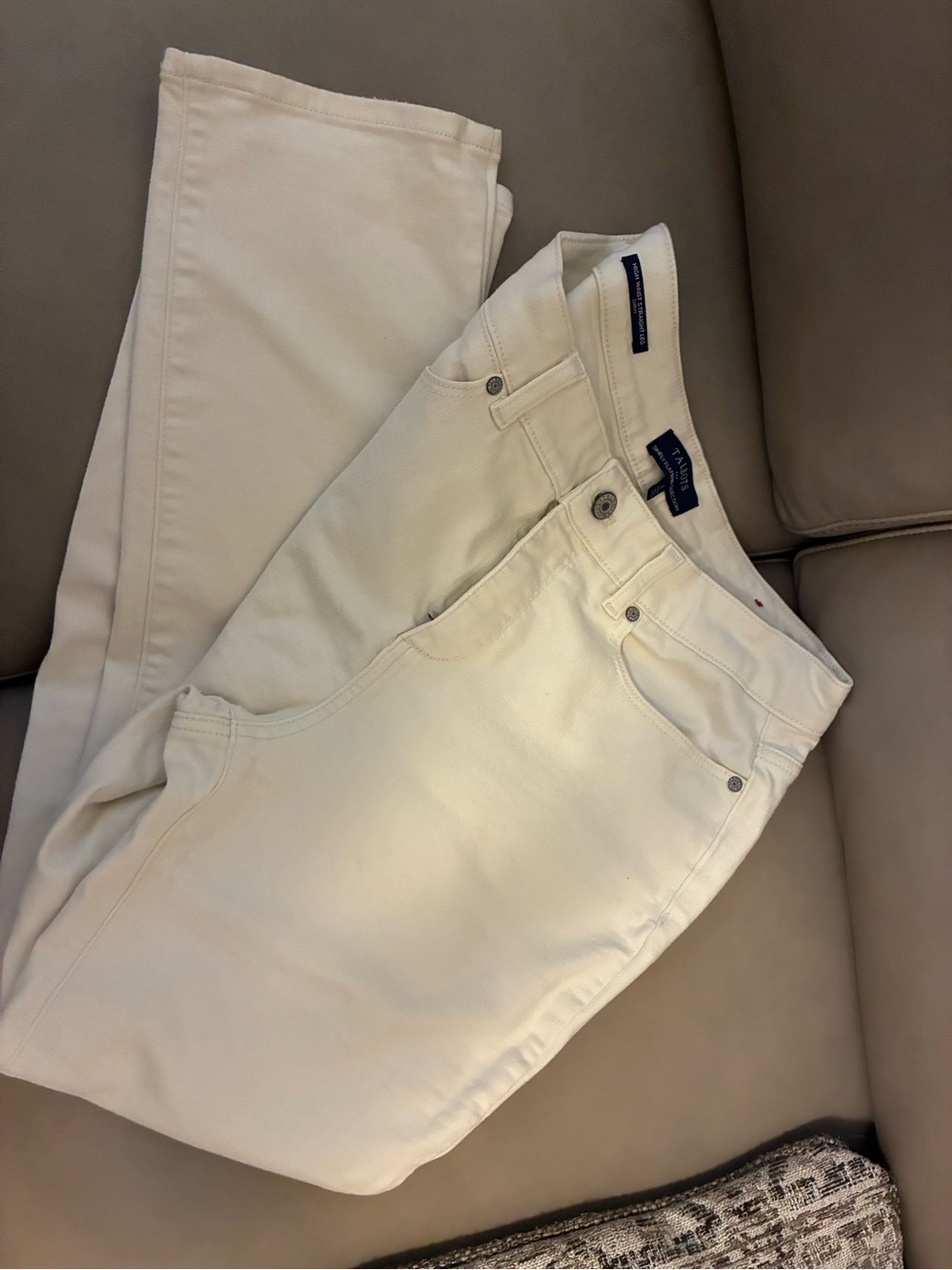 Talbots Women's High Waist Straight Leg Curvy Jeans in Cream
